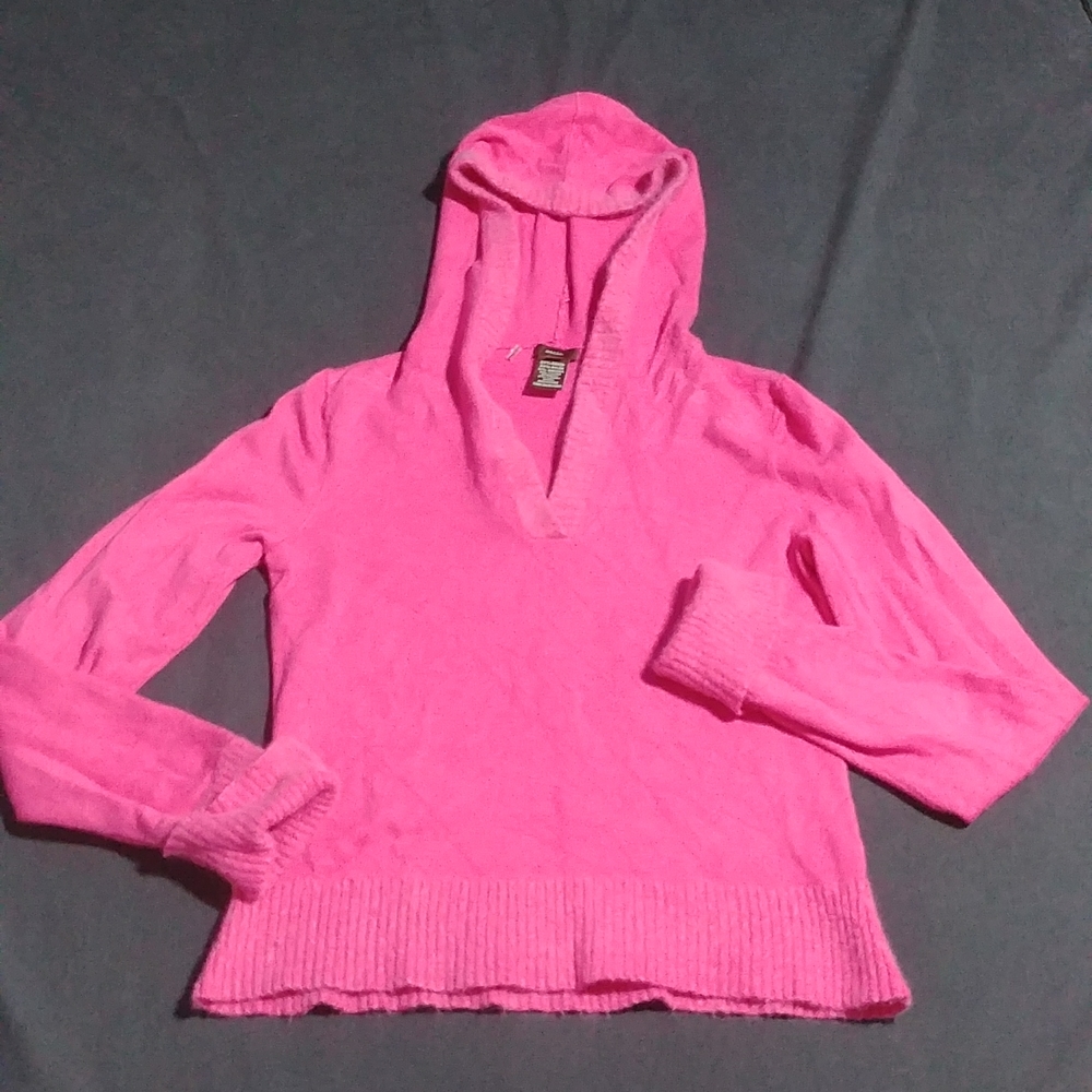 Vintage Y2k Pink Angora Hooded Sweater